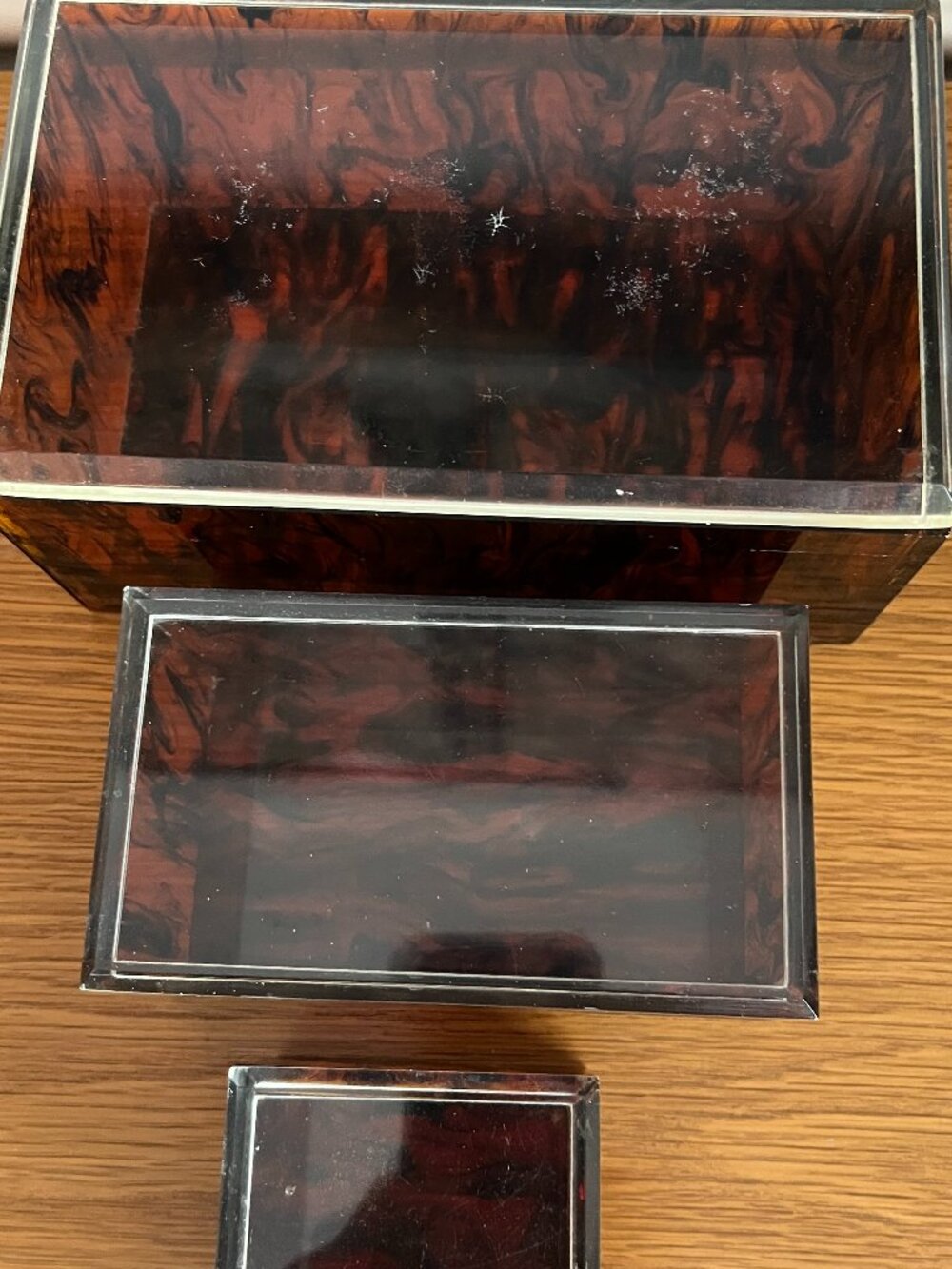 Mid Century Faux Tortoise Shell Nesting Box Set - Picture 2 of 2
